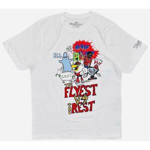 Born Fly Men's Flyest Vs. The Rest Embroidered Premium Tee T-Shirt in White